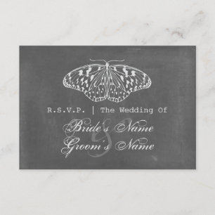 Chalk Inspired Butterfly Wedding RSVP Card