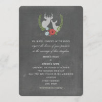 Chalk Inspired Floral Deer Wedding Invite