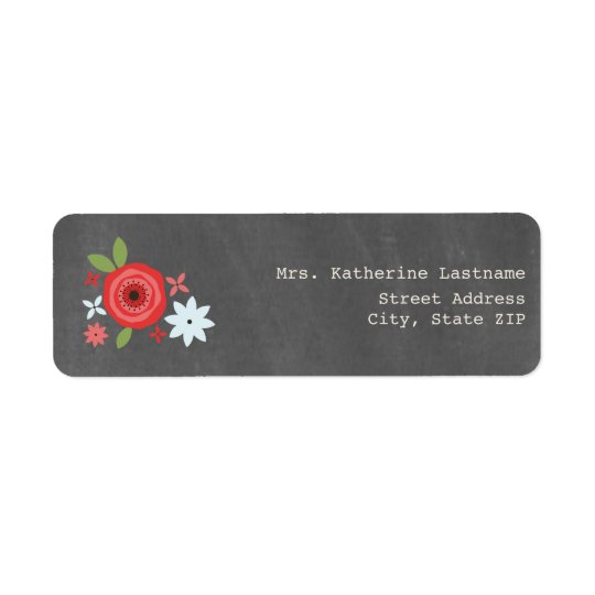 Chalk Inspired Red & Blue Floral Return Address Label