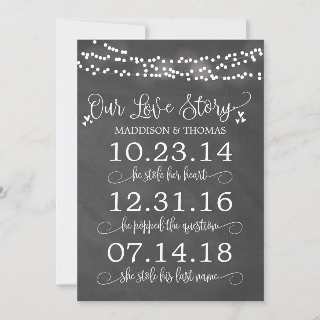 Chalk Lights Our Love Story Timeline Wedding Decor (Front)
