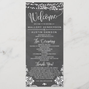 Chalk Lights Wedding Ceremony Program Programme