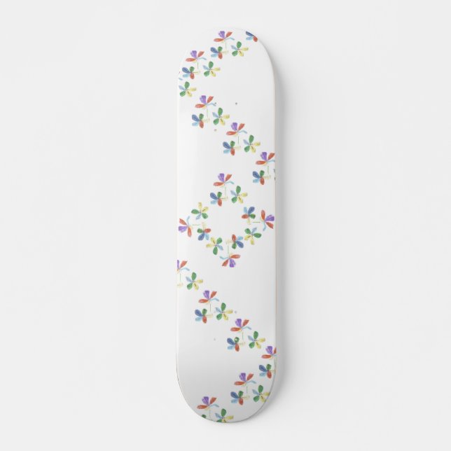 Chalk-like flowers skateboard (Front)