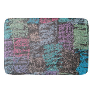 Chalk on the sidewalk art in  yellow white purple  bath mat