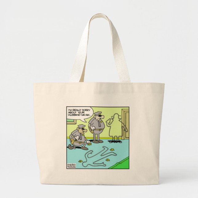 Chalk Outline Funny Police Gifts & Collectibles Large Tote Bag (Front)