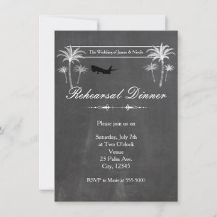 Chalk Palm Tree Destination Wedding Rehearsal Card