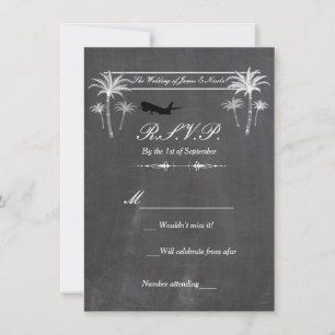 Chalk Palm Trees & Aeroplane Destination RSVP Card