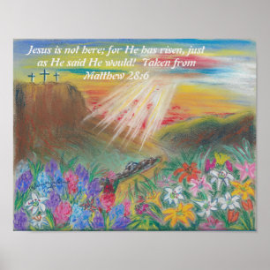 Chalk Pastel Easter Landscape Poster