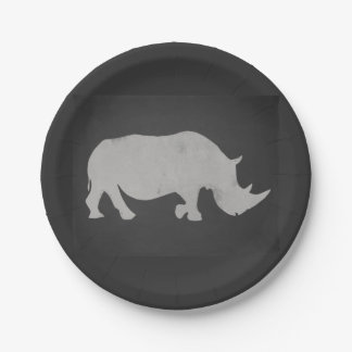 Chalk Rhino Paper Plate