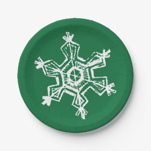 Chalk Snowflake Pattern Paper Plate