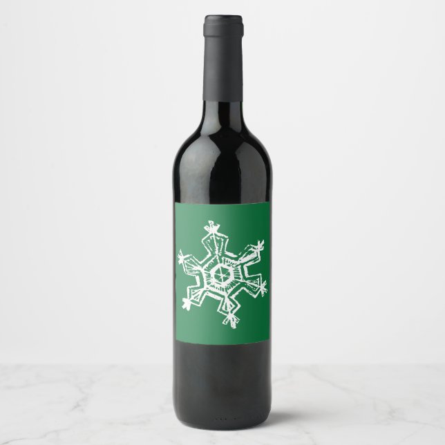Chalk Snowflake Pattern Wine Label (Front)