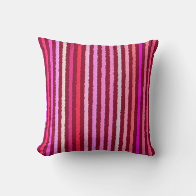 Chalk Stripes - Burgundy, Violet, Pink Cushion (Front)