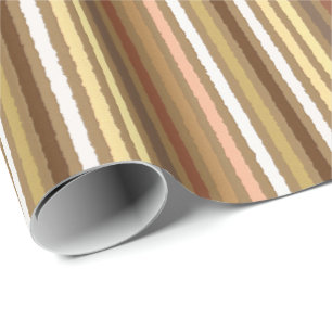 Chalk Stripes - Camel Tan and Gold Wrapping Paper