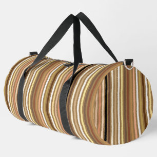 Chalk Stripes, Camel Tan, Brown and Beige Duffle Bag