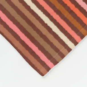 Chalk Stripes - Chocolate Brown and Coral Fleece Blanket