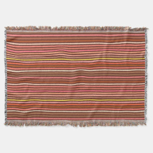 Chalk Stripes - Chocolate Brown and Coral Throw Blanket