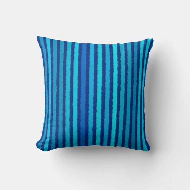 Chalk Stripes - Cobalt and Sky Blue Cushion (Front)