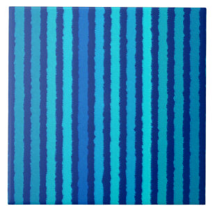 Chalk Stripes - Cobalt and Sky Blue Tile