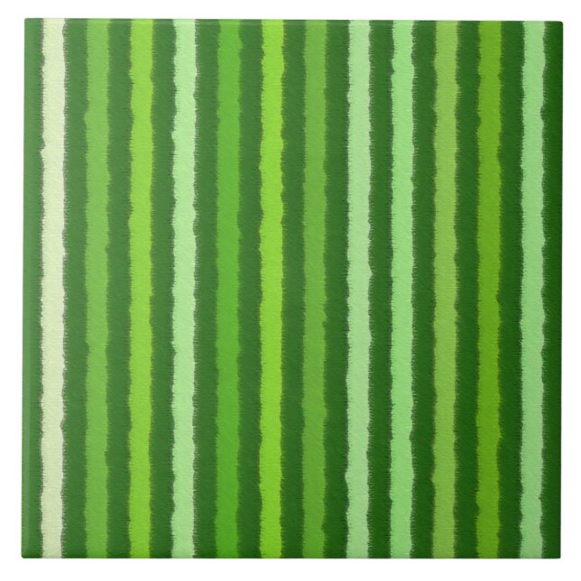 Chalk Stripes - Emerald and Lime Green Tile (Front)