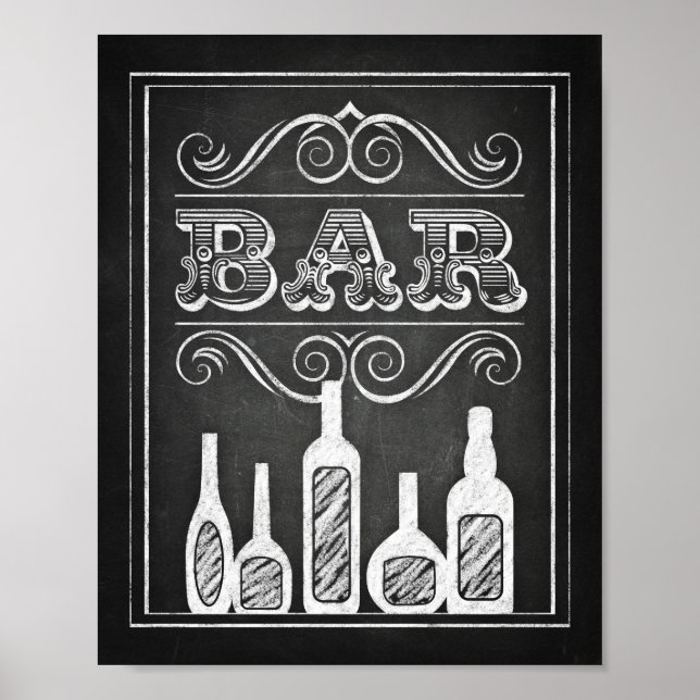 Chalk Style BAR Sign Print (Front)