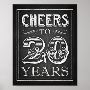 Chalk Style CHEERS TO 20 YEARS Sign Print