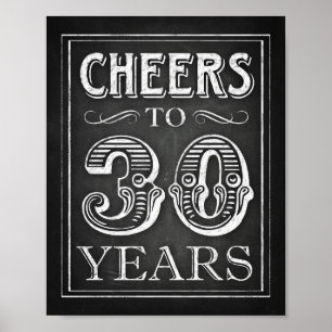 Chalk Style CHEERS TO 30 YEARS Sign Print