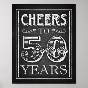 Chalk Style CHEERS TO 50 YEARS Sign Print