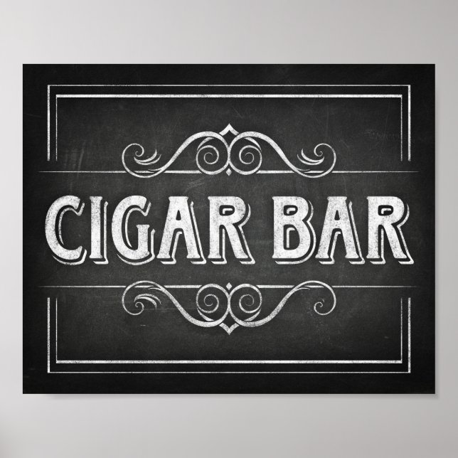 Chalk Style CIGAR BAR Sign Print (Front)
