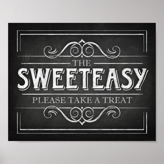 Chalk Style Party Print SWEETEASY Treat Sign Print (Front)