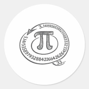 Chalk Style Pi Symbol with Digits – Math Pi Day Classic Round Sticker
