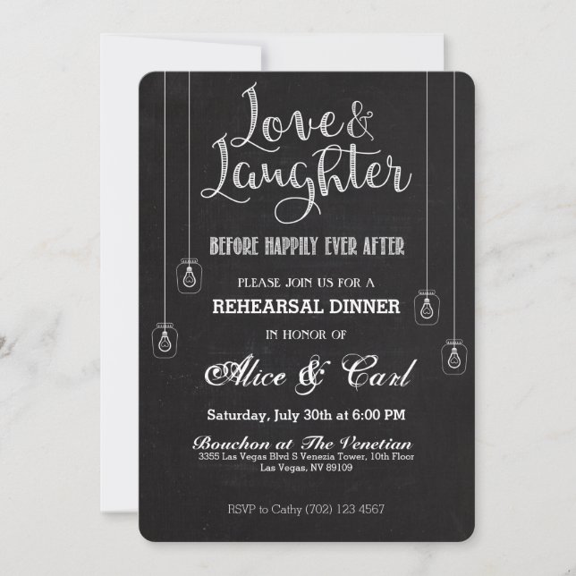 Chalk Style Rehearsal Dinner Invitation 02 (Front)