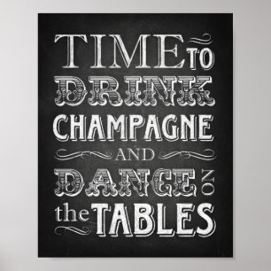 Chalk Style TIME TO DRINK CHAMPAGNE Sign Print