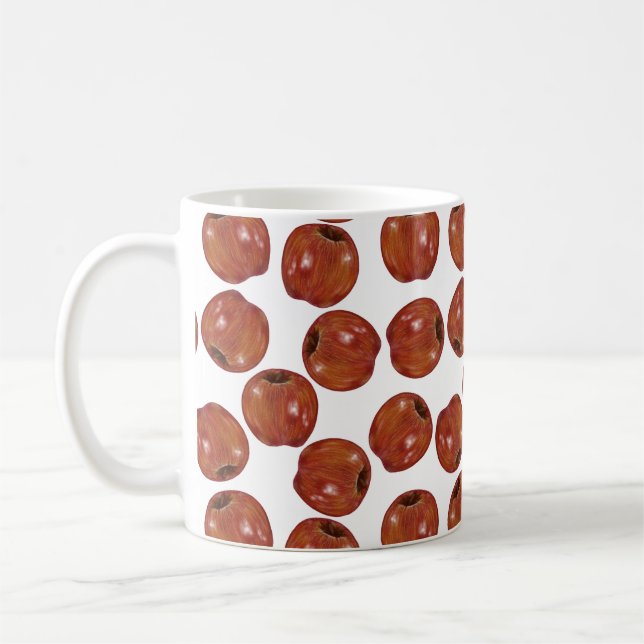 Chalk-Textured Apples - White Coffee Mug (Left)