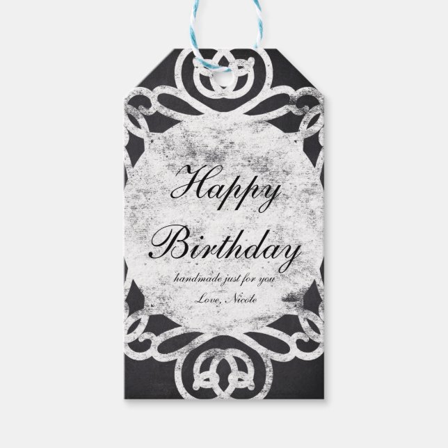 Chalk Vintage Frame Elegant Holiday Gift Tag (Front)