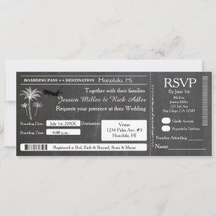 Chalk Wedding Destination Ticket Invitation RSVP