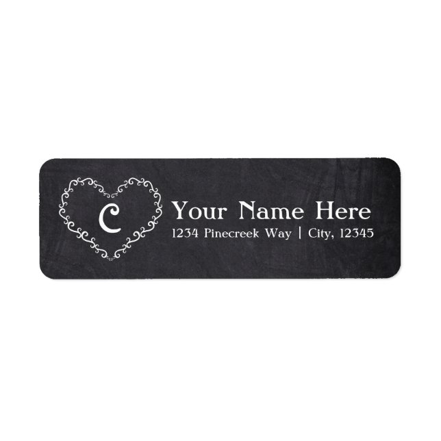 Chalk White Ornament Heart Valentine Address Label (Front)