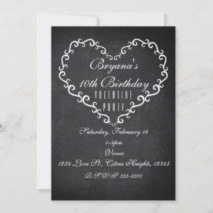 Chalk White Ornamental Heart Valentine Invitations