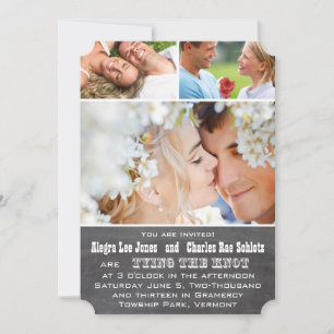 Chalkboad Photo Typography Wedding Invitations