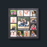 Chalkboard 13 Photo Collage Family Name Keepsake Canvas Print<br><div class="desc">Create your own photo collage wrapped canvas print with 13 of your favourite pictures on a Black background.Personalise with family name and established date.</div>