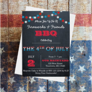 Chalkboard 4th of July Party Invitation