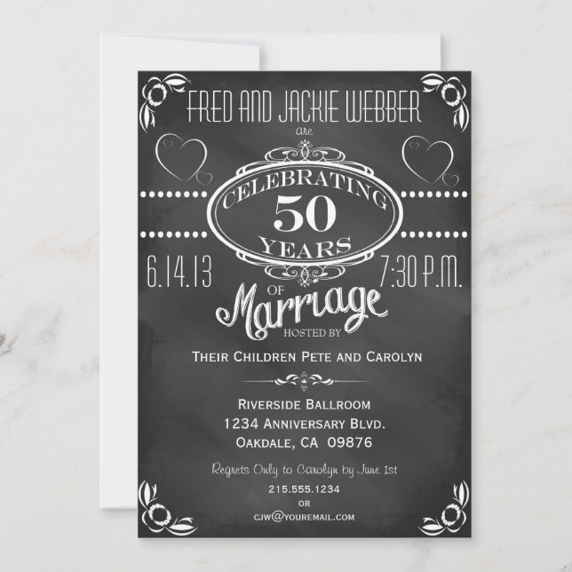 Chalkboard 50th Anniversary Party Invitation (Front)