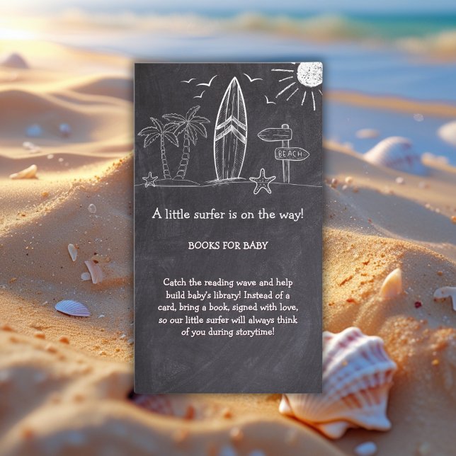 Chalkboard A Little Surfer Baby Shower Enclosure Card (Creator Uploaded)