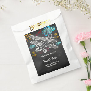 Chalkboard Adventure Awaits Aeroplane Baby Shower Favour Bags