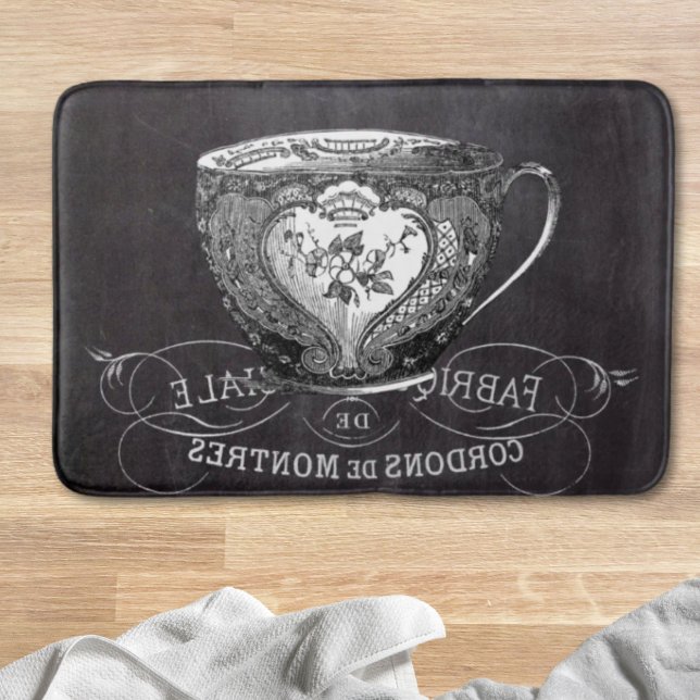 Chalkboard Alice in Wonderland tea party teacup Bath Mat (Chalkboard Alice in Wonderland tea party teacup Bath Mat)