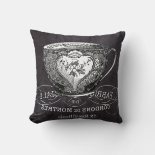 Chalkboard Alice in Wonderland tea party teacup Cushion