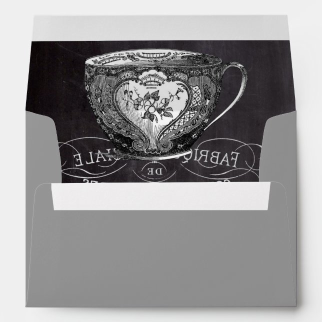 Chalkboard Alice in Wonderland tea party teacup Envelope (Back (Bottom))