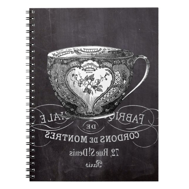Chalkboard Alice in Wonderland tea party teacup Notebook (Front)