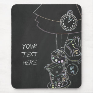 Chalkboard Alice in Wonderland Teacups Chalk Mouse Mat