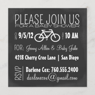 chalkboard and bicycle boy's baby shower invite