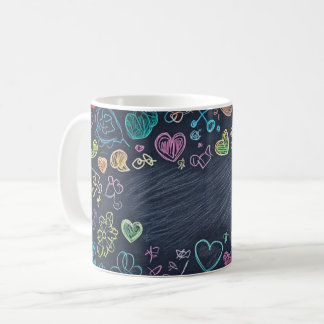 Chalkboard and chalk backgrounds. Childlike style Coffee Mug