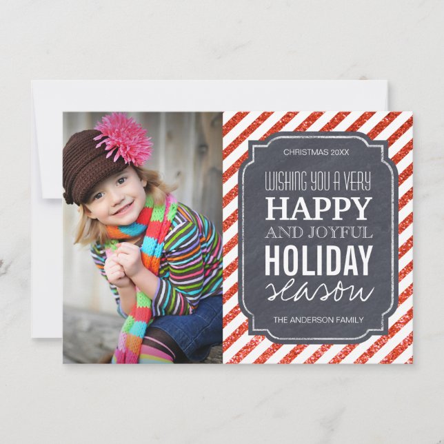 Chalkboard and Glitter Christmas Photo Cards (Front)